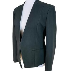 AX Armani Exchange Sz S Women's Open Fron Blazer Jacket Black Minimalist Career